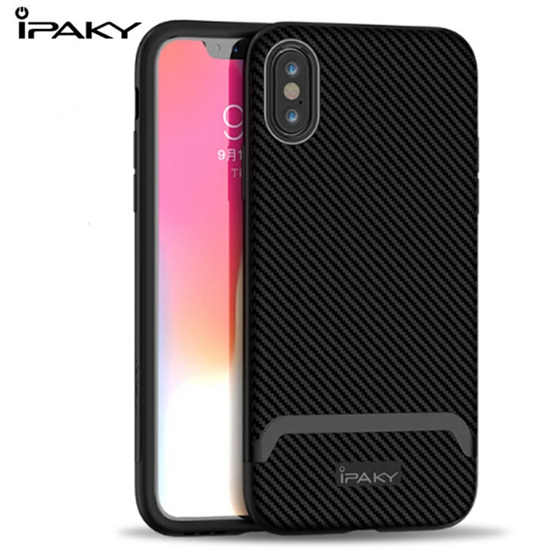 

IPAKY For Iphone XS Max Case TPU Silicone Shockproof Cover For Iphone XS 9 2018 5.8" XR 6.1" Hybrid PC bumper Full Case XS max