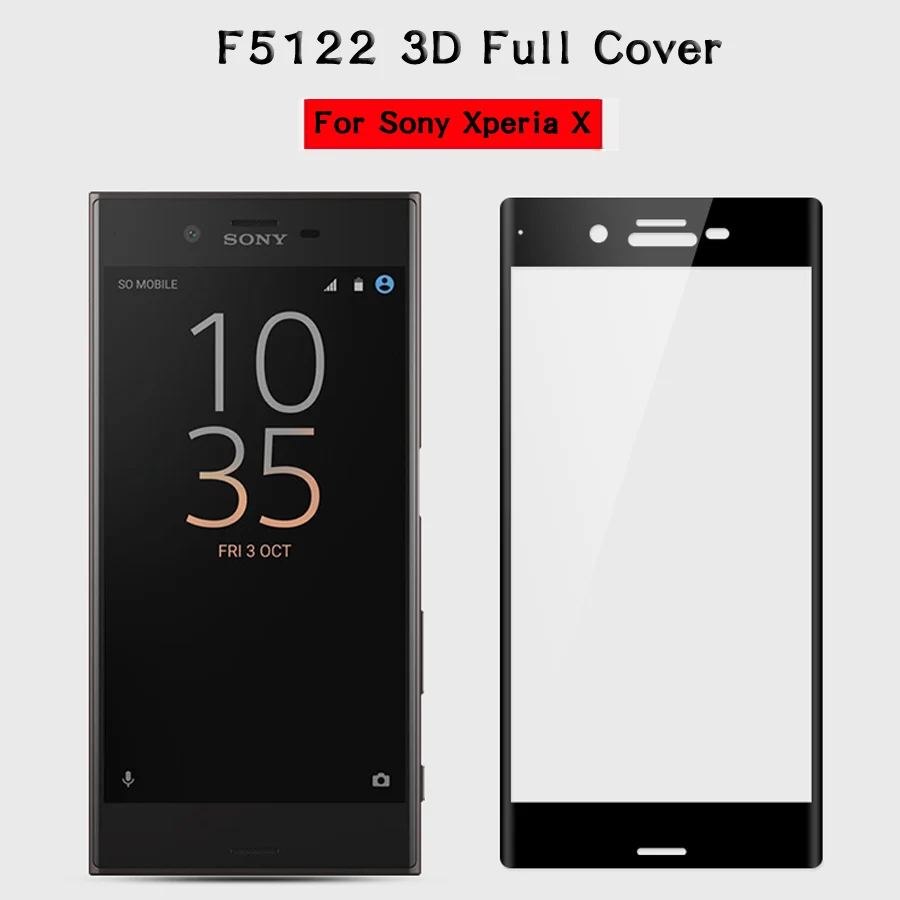 Защитное стекло 3D Xperia X закаленное для Sony 5 0 дюйма XperiaX Dual F5122 2.5D с полным