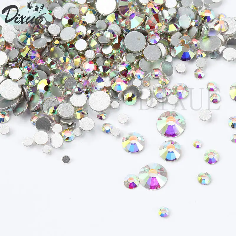 1440pcs Mix 8 Size Glass Crystal AB Rhinestones Flat Back Round Nail Art Stones Non Hotfix Clear Strass Crystals for DIY 035 2016 new arrive 2 6mm light purple resin rhinestones non hotfix glitter beauty bead for nails art backpack diy design decoration