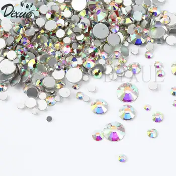 

1440pcs Mix 8 Size Glass Crystal AB Rhinestones Flat Back Round Nail Art Stones Non Hotfix Clear Strass Crystals for DIY 035
