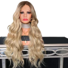 Imstyle Ombre Blonde Wig Long Loose Wave Synthetic Lace Front Wig For Women Heat Resistant Fiber Natural Lace Wig Daily Wigs Imstyle Ombre Blonde Wig Long Loose Wave Synthetic Lace Front Wig For Women Heat Resistant Fiber Natural Lace Wig Daily Wigs