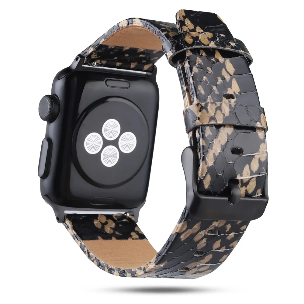 Ремешки из змеиной кожи для Apple Watch 4, 3, 2, 1, кожаный ремешок для Apple Watch 42 мм, 44 мм, 38 мм, 40 мм, для iWatch, ремешок 42 мм, 44 мм