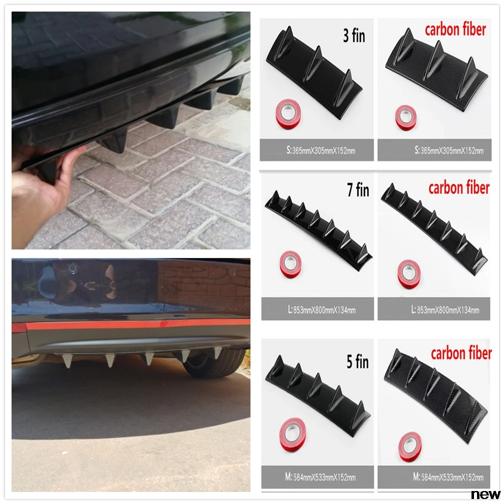 

car Rear Bumper Lip Diffuser Fin ABS air shark for Hyundai Accent Azera Elantra Solaris Verna Santa Fe IX45 Sonata