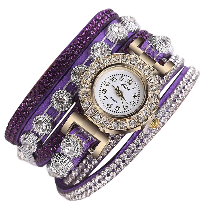 5001 CCQ женские модные повседневные Аналоговые Кварцевые женские Стразы Часы-браслет подарок reloj mujer Новинка Лидер продаж - Цвет: Dark Purple