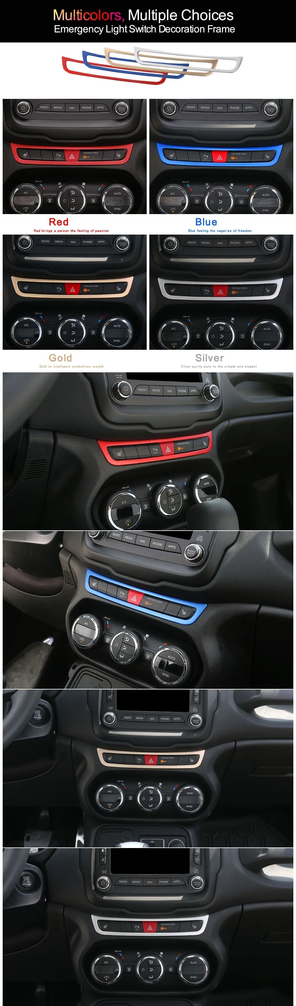 MOPAI Алюминиевый автомобильный интерьерный аварийный светильник, переключатель, декоративная рамка, наклейки для Jeep Renegade-, автомобильный стиль