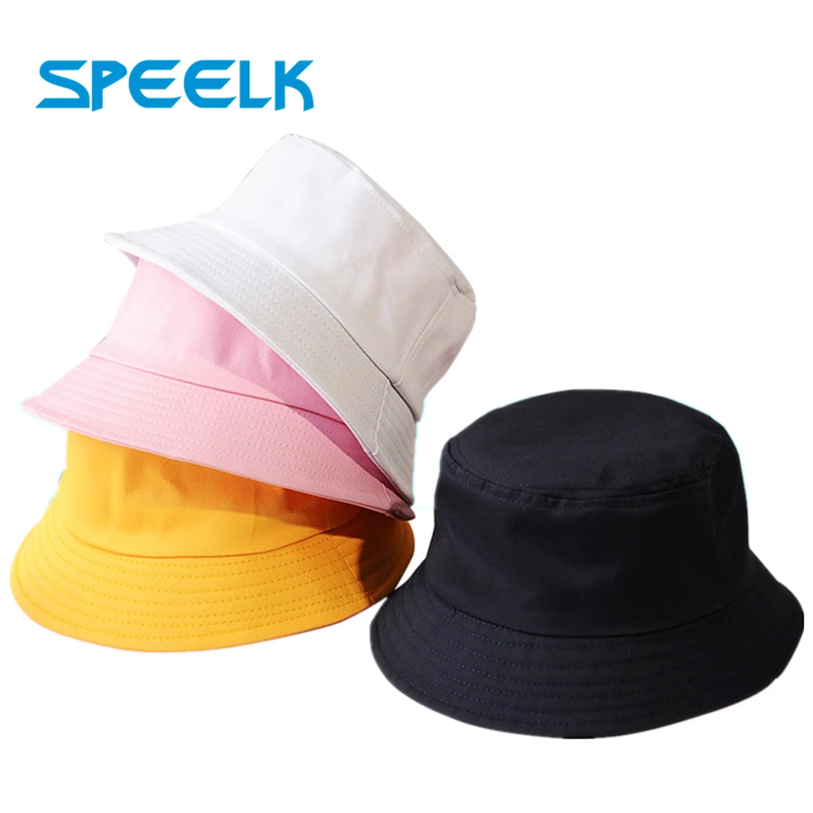 New Unisex Cotton Bucket Hats Women Summer Sunscreen Panama Hat Men Pure Color Sunbonnet Fedoras Outdoor Fisherman Hat Beach Cap