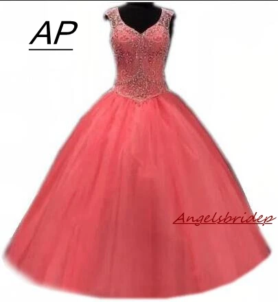 ANGELSBRIDEP роскошный горный хрусталь сладкий 16 Vestidos De Quinceanera платья сексуальный тюль формальный XV дебютантка-платья плюс размер