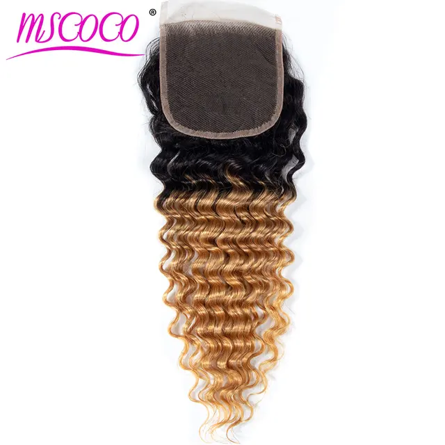 Extensiones de pelo ondulado Mscoco, Ombre, brasileño, con cierre, 1b 27, manojos de ondas profundas, cabello humano, 3 manojos con cierre, Remy Extensiones de pelo ondulado Mscoco, Ombre, brasileño, con cierre, 1b 27, manojos de ondas profundas, cabello humano, 3 manojos con cierre, Remy