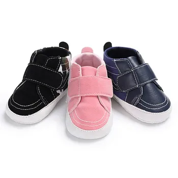 

2018 Fashion Baby Boys Girls Shoes Footwear High Top Soft Sole Patchwork First Walkers Antislip Newborn Toddler Prewalkers L1