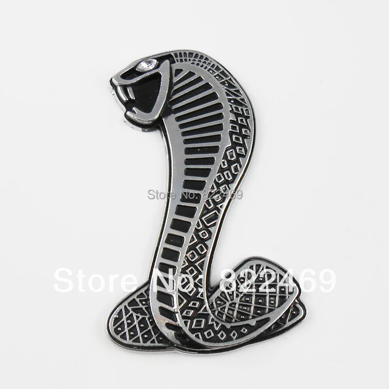 1PCS Alloy 3D Snake Cobra Logo Car Sticker Emblem Badge Decal Auto Suv Silver (5.5cm * 9cm