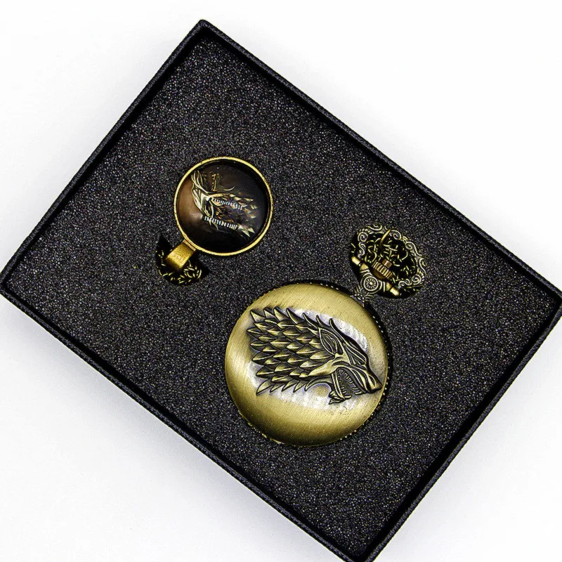 Ретро антикварные карманные часы Игра престолов дом страк для мужчин и женщин брелок часы ожерелье кулон подарок с набором коробка TPB034