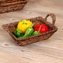Natural Storage Basket Snack Bread Basket Picnic Basket with Handle Table Eco-friendly Handcraft Food or Sundries Basket C