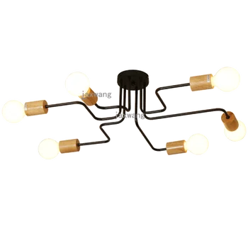 

American LED Ceiling Light Living Room Personality Ceiling Lamp Nordic Wood Bedroom Lamp Reading Study Dining Room Ceiling Lamp