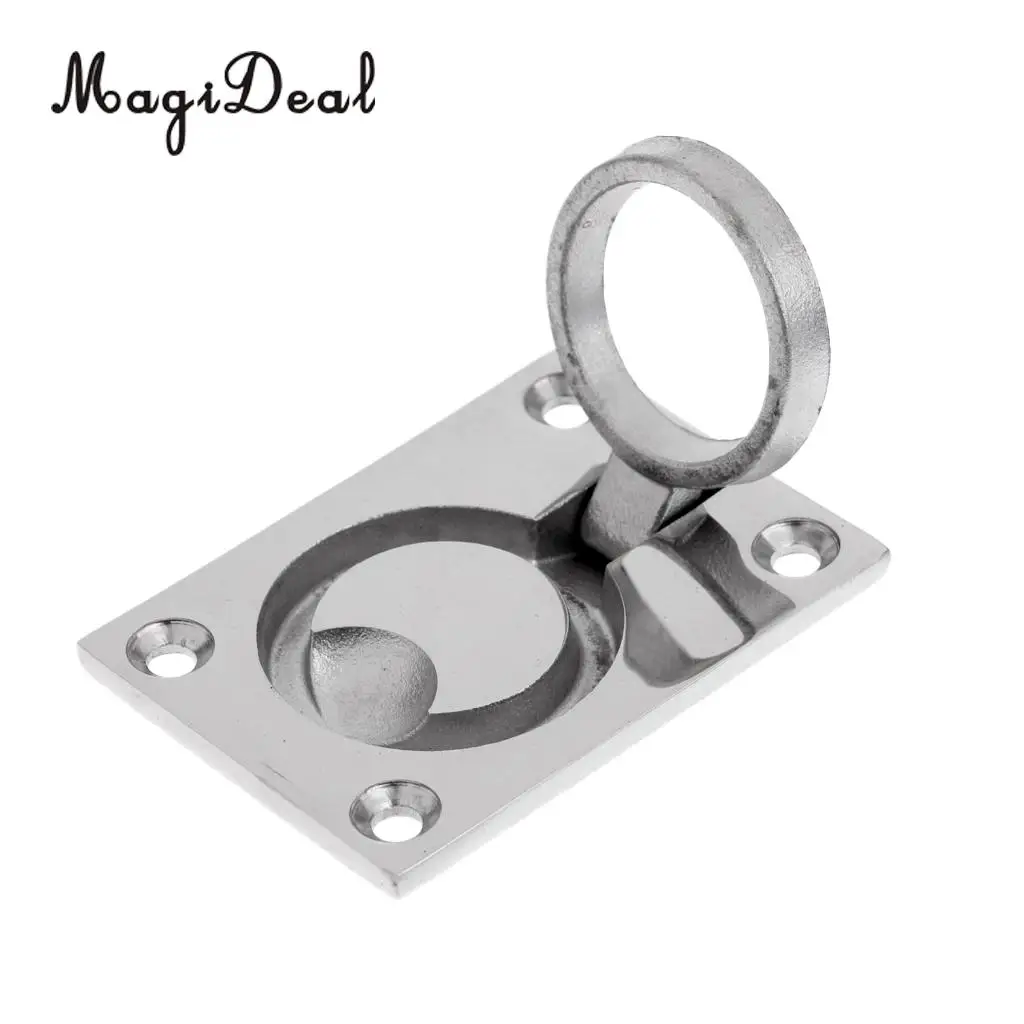 MagiDeal New Durable Stainless Steel Boat Hatch Latch Cabinet Flush Mount Ring Pull Handle 62x43mm Marine Surfing Hardware Acce
