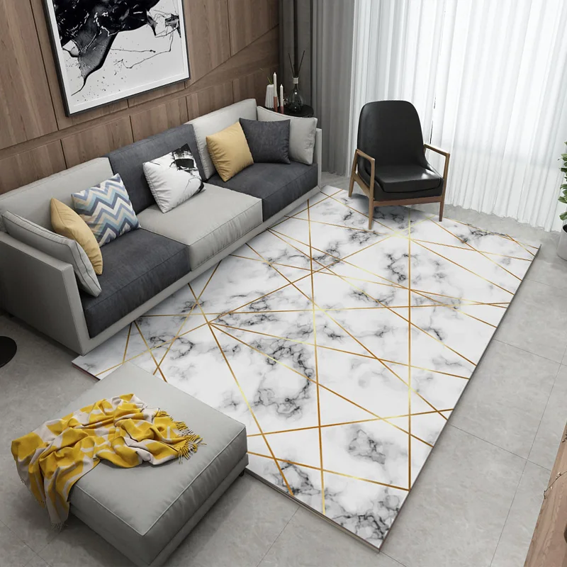 Nordic Style Geometric Marble Pattern Carpet Living Room Rug