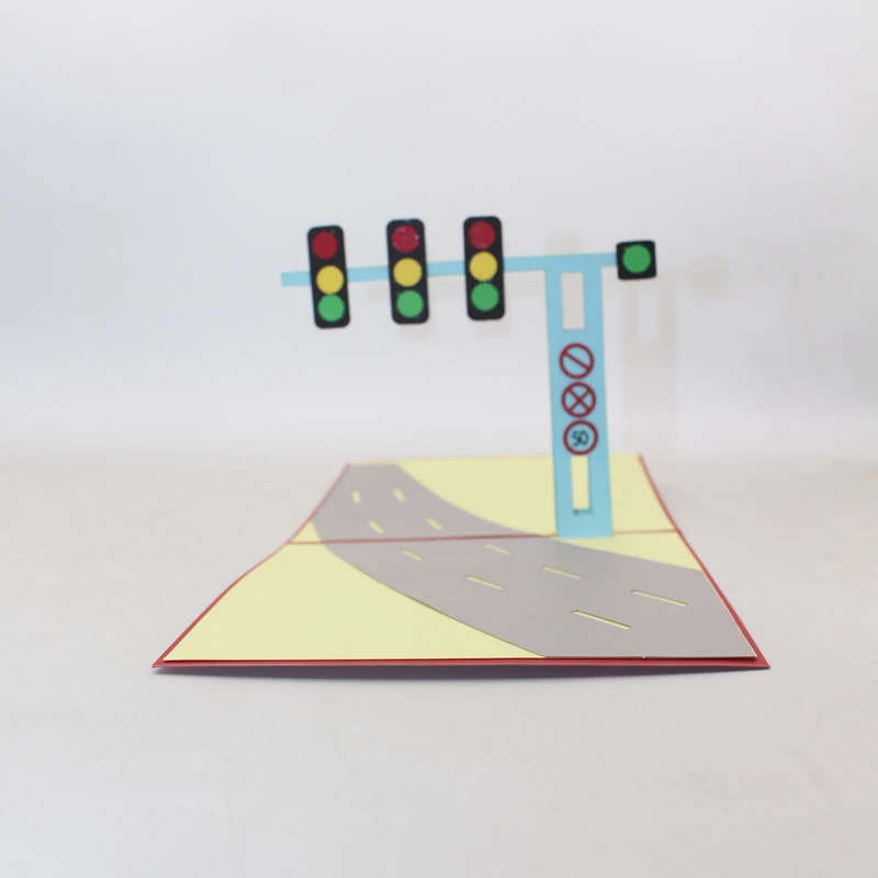  3D Laser Cut Handmade Road Traffic Lights Paper Invitation Greeting Card Kids Birthday School Safet - 33020055675