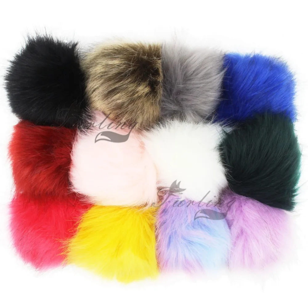 Furling DIY 12pcs Fluffy Faux Fox Fur Pom pom Ball 12cm Handbag Car Keychain Accessories without Keychain Furling DIY 12pcs Fluffy Faux Fox Fur Pom pom Ball 12cm Handbag Car Keychain Accessories without Keychain