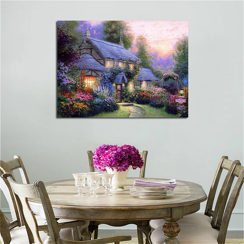 Custom Wholesale Pastoral Landscape Painting Print on Canvas Wall Art Home Decorative Multicolor 