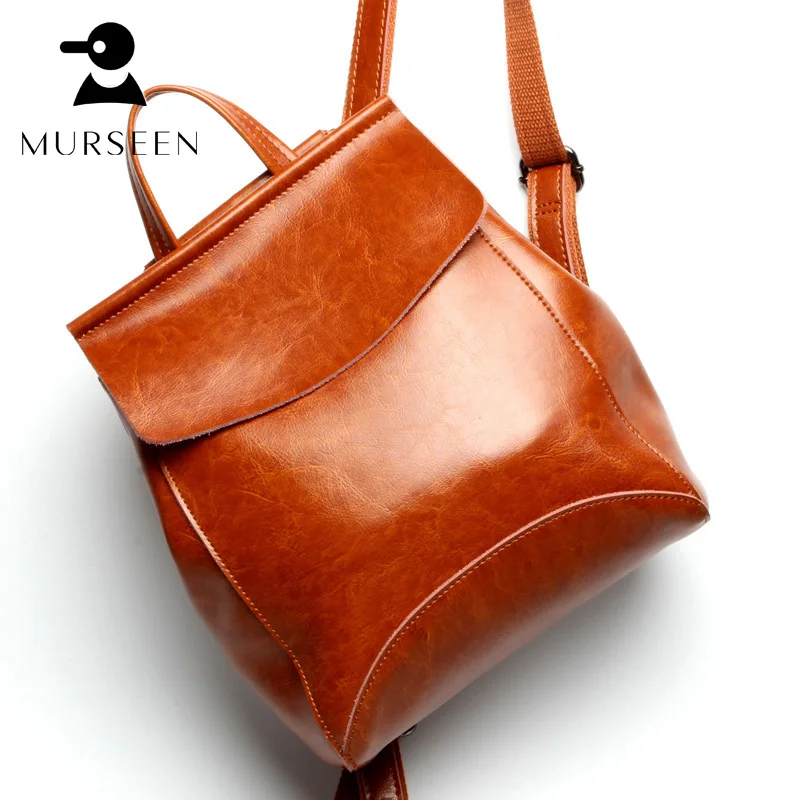 

Famous Brand Women Backpack Vintage Split Leather Double Shoulder Bag Women Leisure Solid Color Satchel Girl Brown M-41