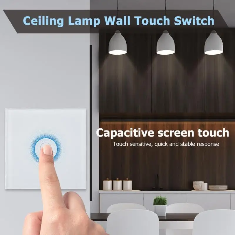 Сенсорный выключатель для ванной комнаты потолочный светильник для кухни настенный сенсорный выключатель Хрустальная стеклянная панель