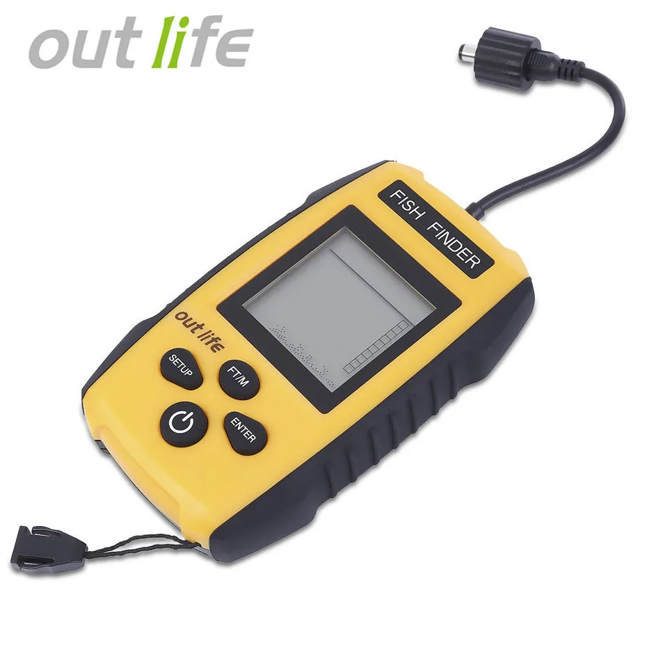 Outlife العلامة التجارية الأسماك المكتشفون إنذار 0.7-100 متر 200 كيلو هرتز المحمولة سونار LCD الصيد إغراء الطعم صدى أسلم الكارب الصيد مكتشف