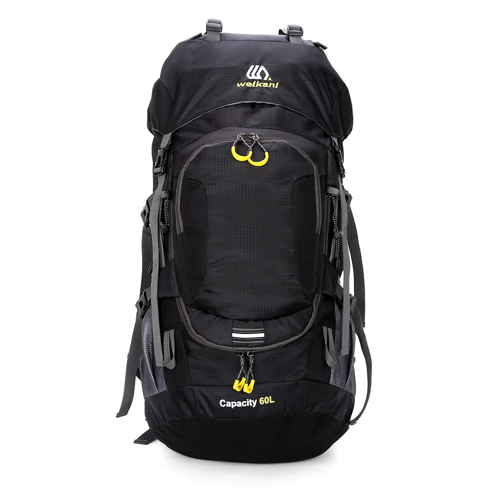 60L большой емкости открытый спортивная сумка водонепроницаемый кемпинг путешествия Альпинизм Велоспорт Туризм рюкзак с дождевиком - Цвет: Черный цвет