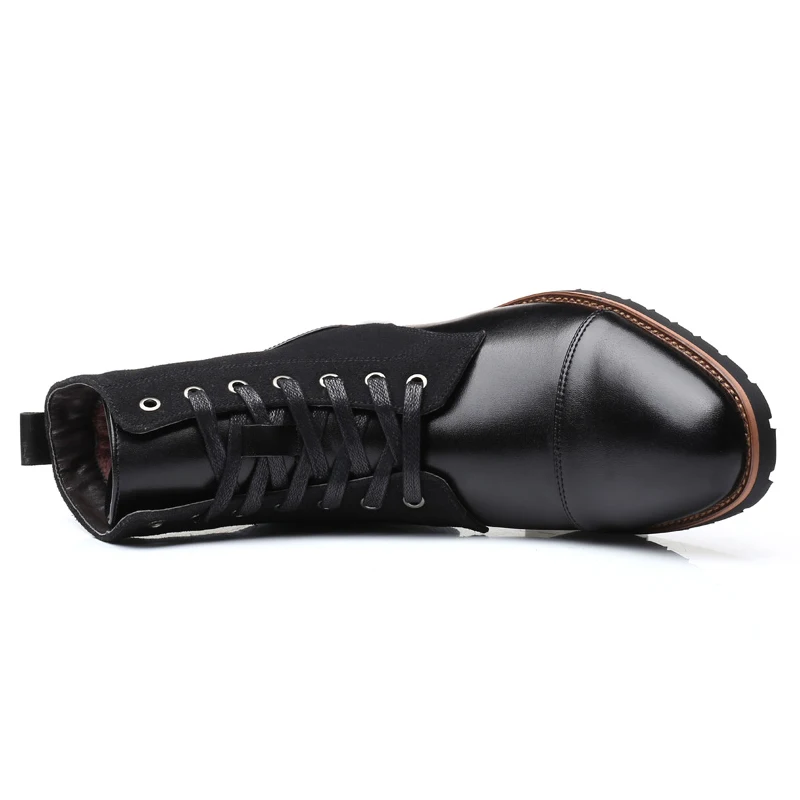  YIGER New Men martins boots casual male Motorcycle boots large size plus fur men's lace-up winter b