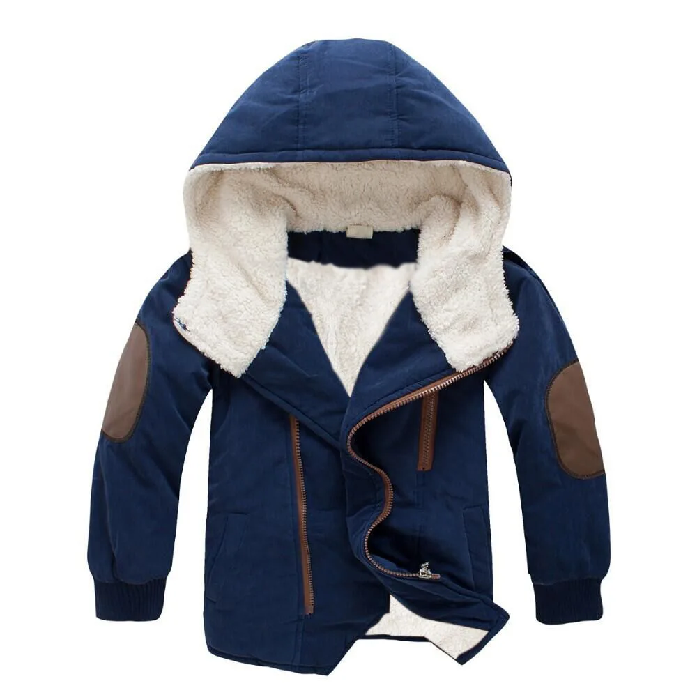 Kids Boy Winter Coat Long Sleeve Hooded Children Boy Jacket Parkas 3 6 8 10 12Years Patchwork Fashion Teenage Kids Clothes - Color: dark blue