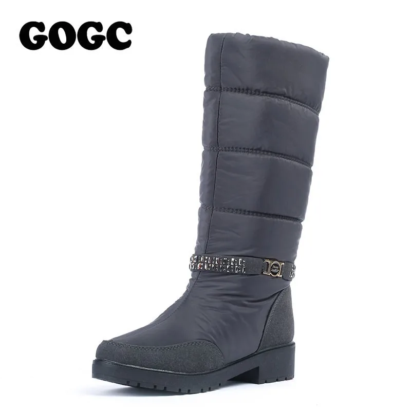 GOGC Водонепроницаемые зимние сапоги; женские зимние сапоги; теплая зимняя обувь; удобные Брендовые женские сапоги до колена; большие размеры; 9890 - Цвет: G9890-3