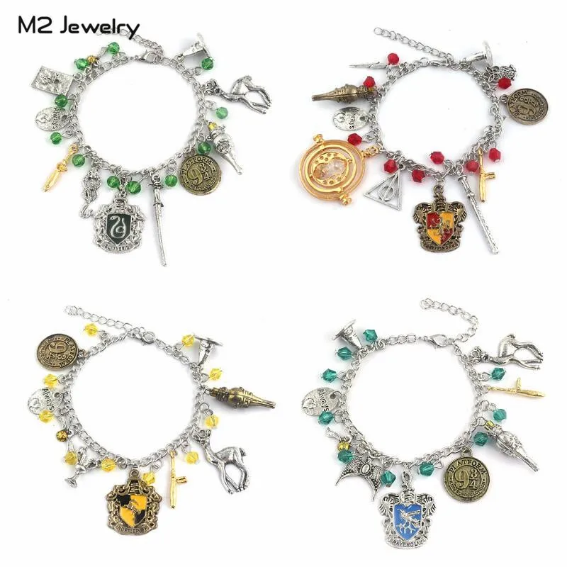 

Harri Potter Hogwarts School Crest Bracelet For Women Time Converter Magic Witch Hat Charm Bracelet Women Jewelry Accessories