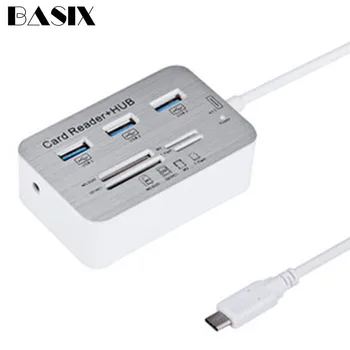 

Basix USB Type C Hub USB-C 3.1 to 3 USB 3.0 For Macbook Laptop SD/TF/M2/MS High Speed Converter Adapter for Windows XP 7 Macbook