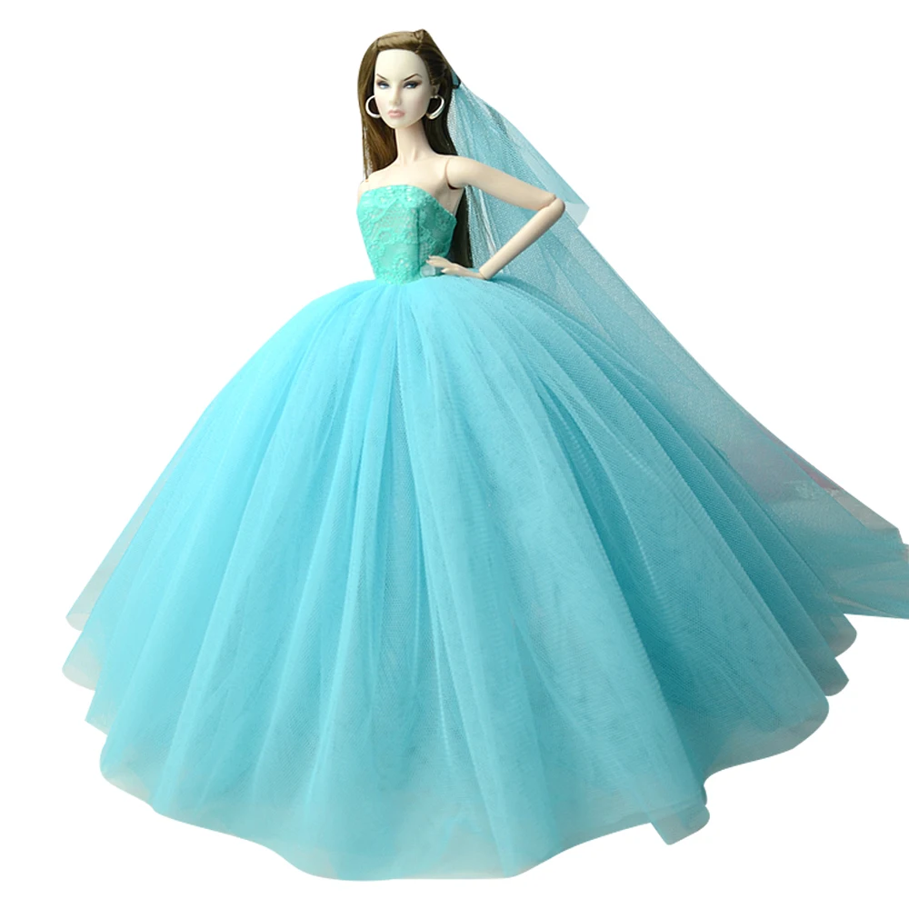 NK Mix платье куклы Высокое качество ручной работы длинный хвост вечернее платье одежда кружево свадебное платье для куклы Барби аксессуары игрушки JJ