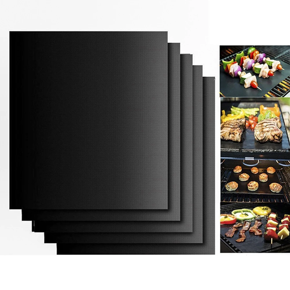 ROSENICE 5pcs BBQ Oven Grill Mat Heat Resistant Non Stick BBQ Grill