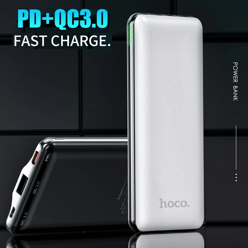 Внешний аккумулятор HOCO 10000 мАч 18 Вт USB Type C PD быстрая зарядка + 3 0 2 внешний для iPhone