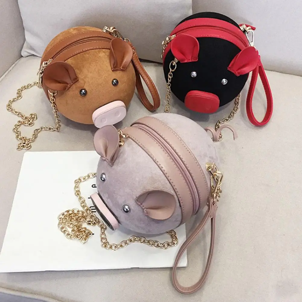 

Cute Pig Round Women's Casual Small Chain Crossbody Bag Phone Pouch Handbag