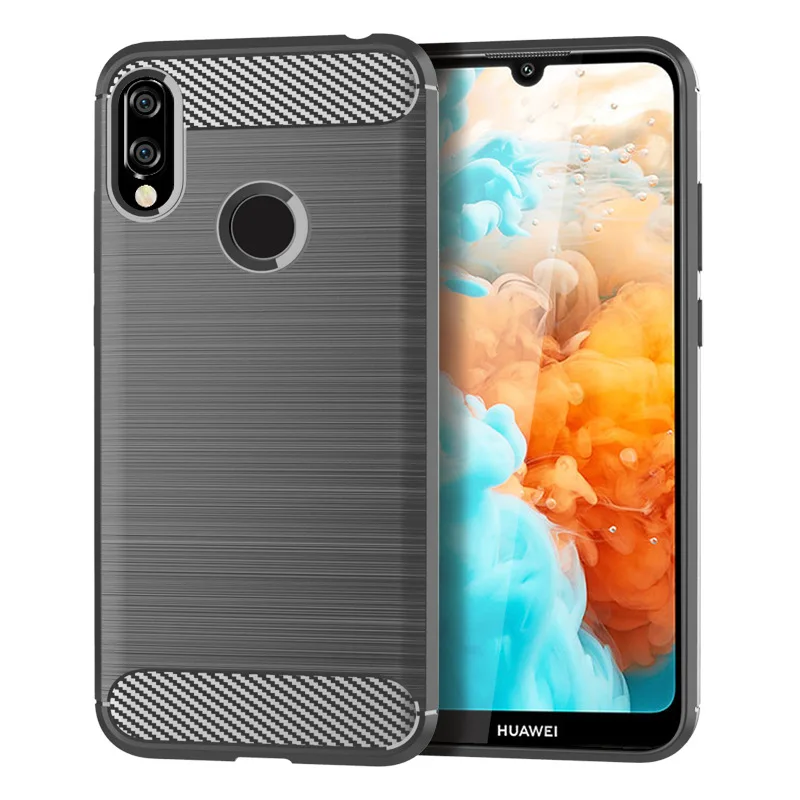 

for huawei y6 prime 2019 case silicone carbon fiber mobile brushed finish shatter resistant cases