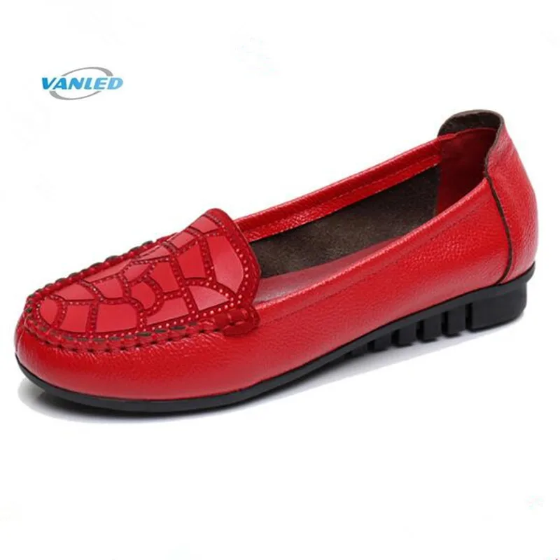 

VANLED Brand Shoes First Layer Leather Shoes Woman Fashion Shoes 2018 Spring Soft Comfortable Women Casual Shoes Plus Size