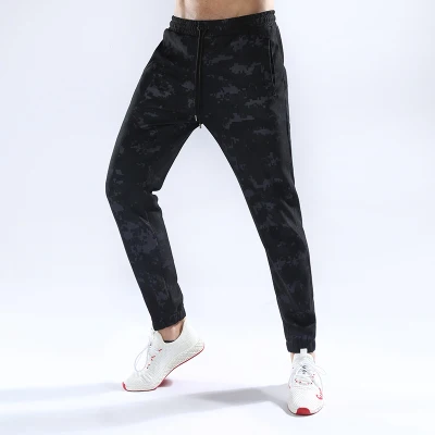 Камуфляжные Мужские штаны для бега, фитнеса, бега, спортзала, обтягивающие штаны для футбола, спортивные мужские легинсы с молнией, штаны для бега - Цвет: Y7035 black