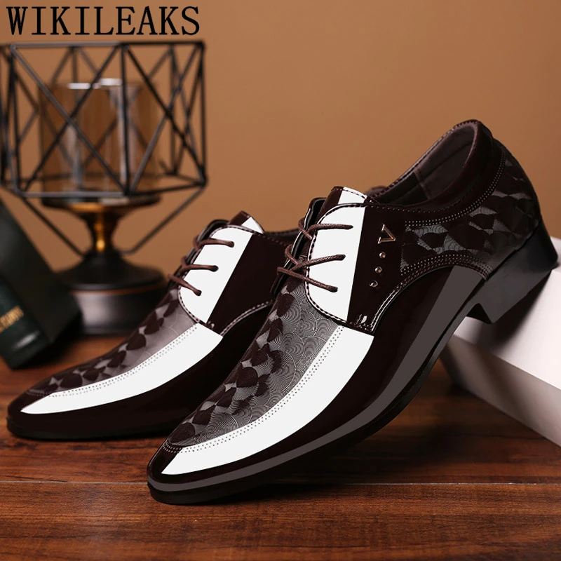Zapatos de vestir marrones para Hombre, calzado Formal italiano de charol, elegante, clásico, Bona|Zapatos formales| -