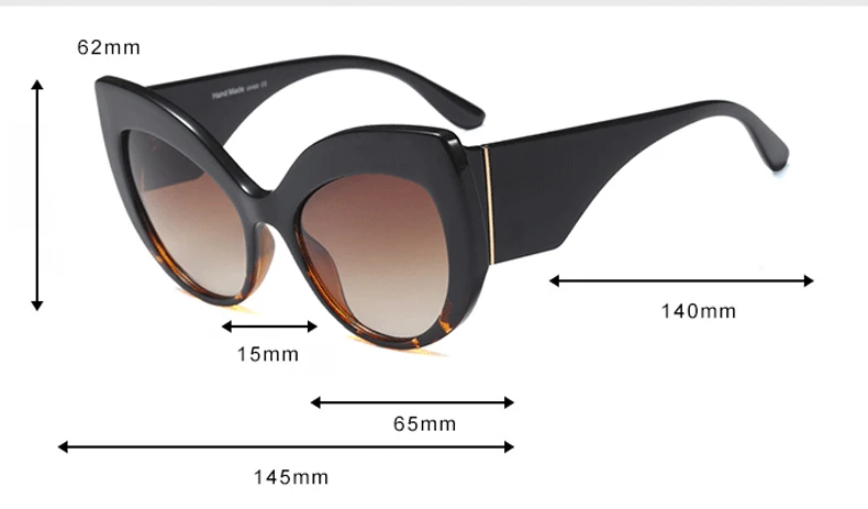 Королевские женские солнцезащитные очки "кошачий глаз" больших размеров, брендовые дизайнерские черные леопардовые очки, Мужские Винтажные Солнцезащитные очки с ацетатной оправой ss962
