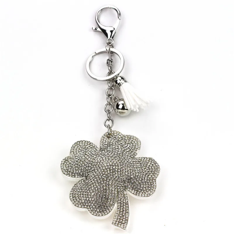 Love Heart Keychain 6Colors Full Crystal Key Ring Women Handbag Pendant Charms Long Tassel Golden Chain Bag Keyring & Key Holder