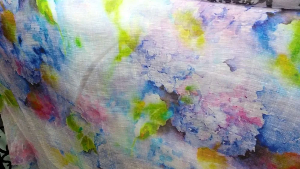 

High-quality Japan flax Fabric For Sewing Beauty flowers print dress silk linen Fabrics meter cloth tissu coton Textile material