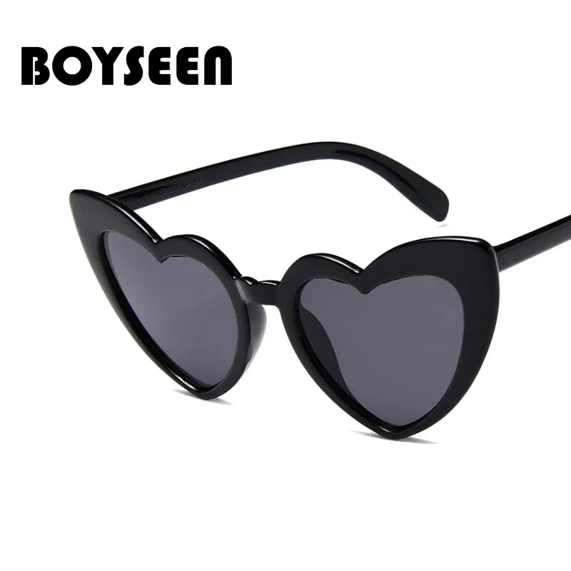 Boyseen Love Heart Sunglasses Women Cat Eye Vintage Black Pink Red