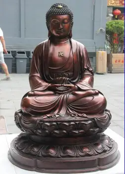 

28" Buddhism Copper Bronze Seat Shakyamuni Sakyamuni Amitabha Buddha Statue