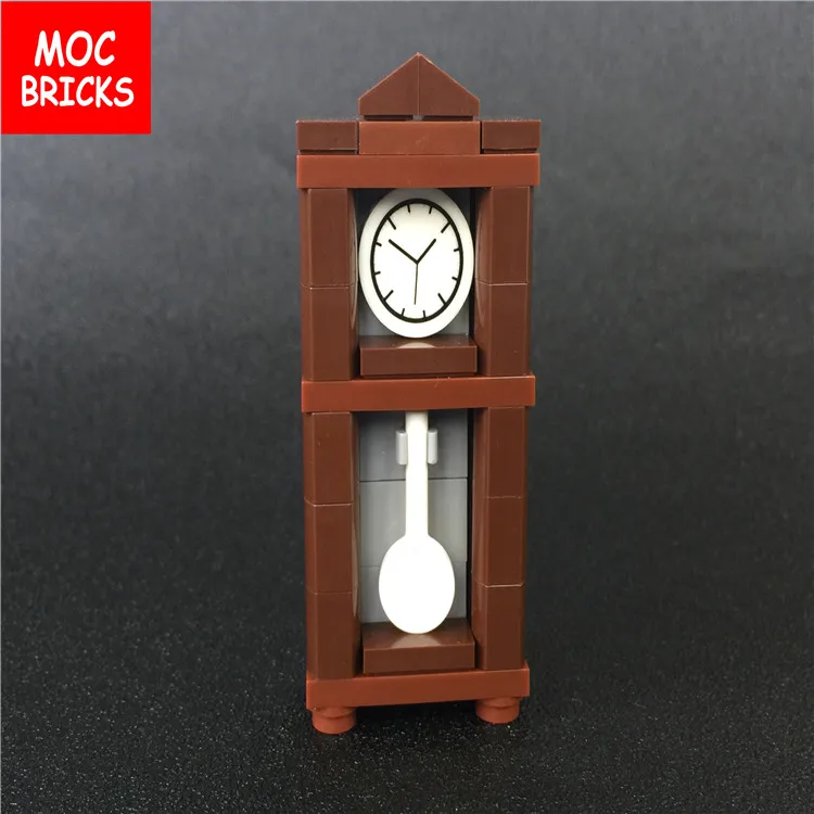 

MOC Bricks DIY Brown Family Grandfather Clock Antique Interior Furniture Educational Building Blocks Toy kids best gifts