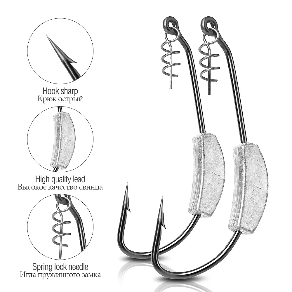 DONQL 10pcs Lot Lead Jig Head Fishing Hooks Wide Crank Offset Fishhooks for Soft Lure Baits 2g-7g Barbed Fishing Tackle Set     (15)