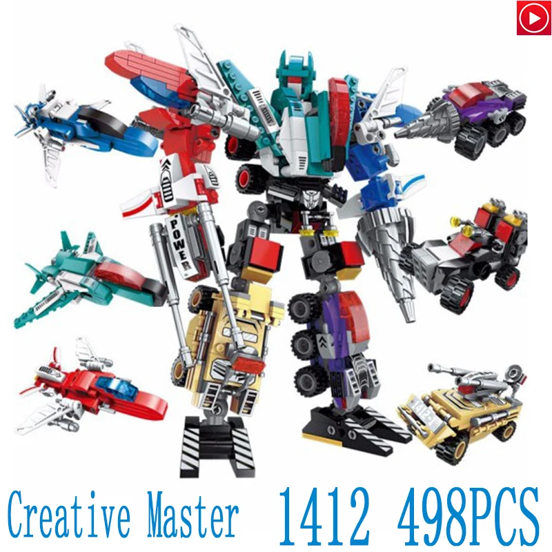 

Legoed Movie LepinS New Style 6 in 1Legoings War Transformation Robot Vehicle Plane car DIY Building Blocks Brick Toy Kids Gift