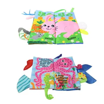 

Soft Cartoon Cloth Book for Baby Animals Learning Portable Infant Cloth Book Kids Early Educational Books Children Rattle Books