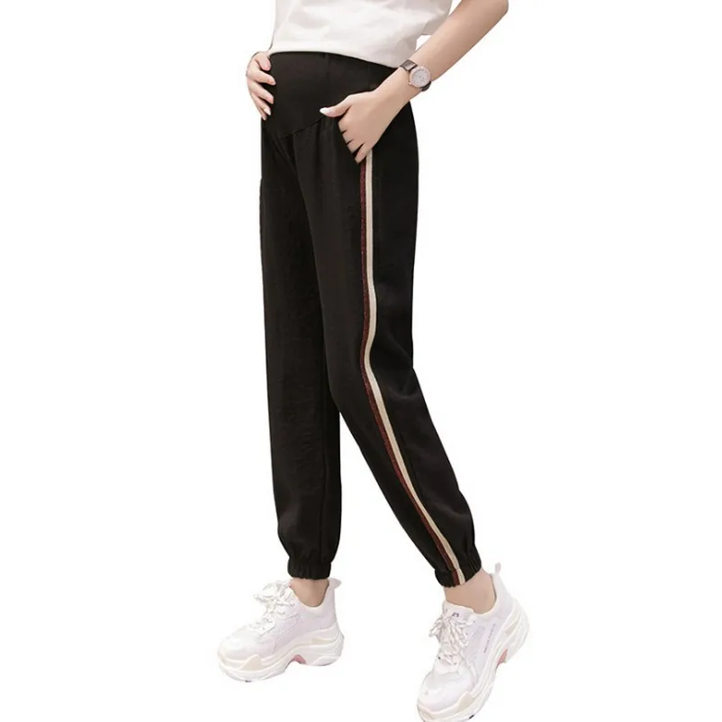 

Maternity Pants Autumn Pregnant Clothes For Pregnant Women Side Strip Comfy Adjustable Elastic Waist Belly Support Pants Trouser