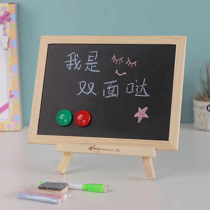 

Wooden Double-sided Magnetic Small Blackboard for Children's Drawing Coffee Shop Handwriting Household Message Board Can Be Hung